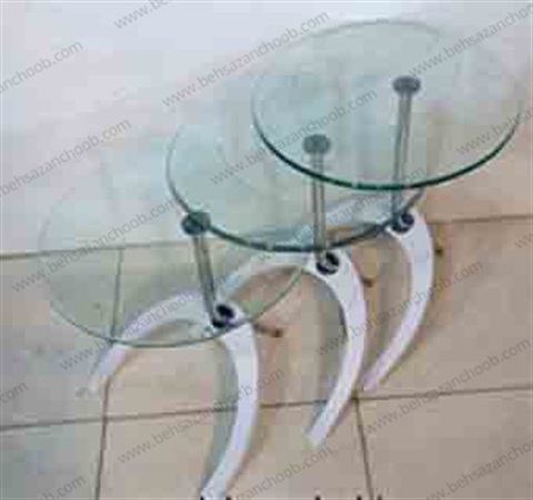 میز عسلی سه تیکه شیشه ای k 107